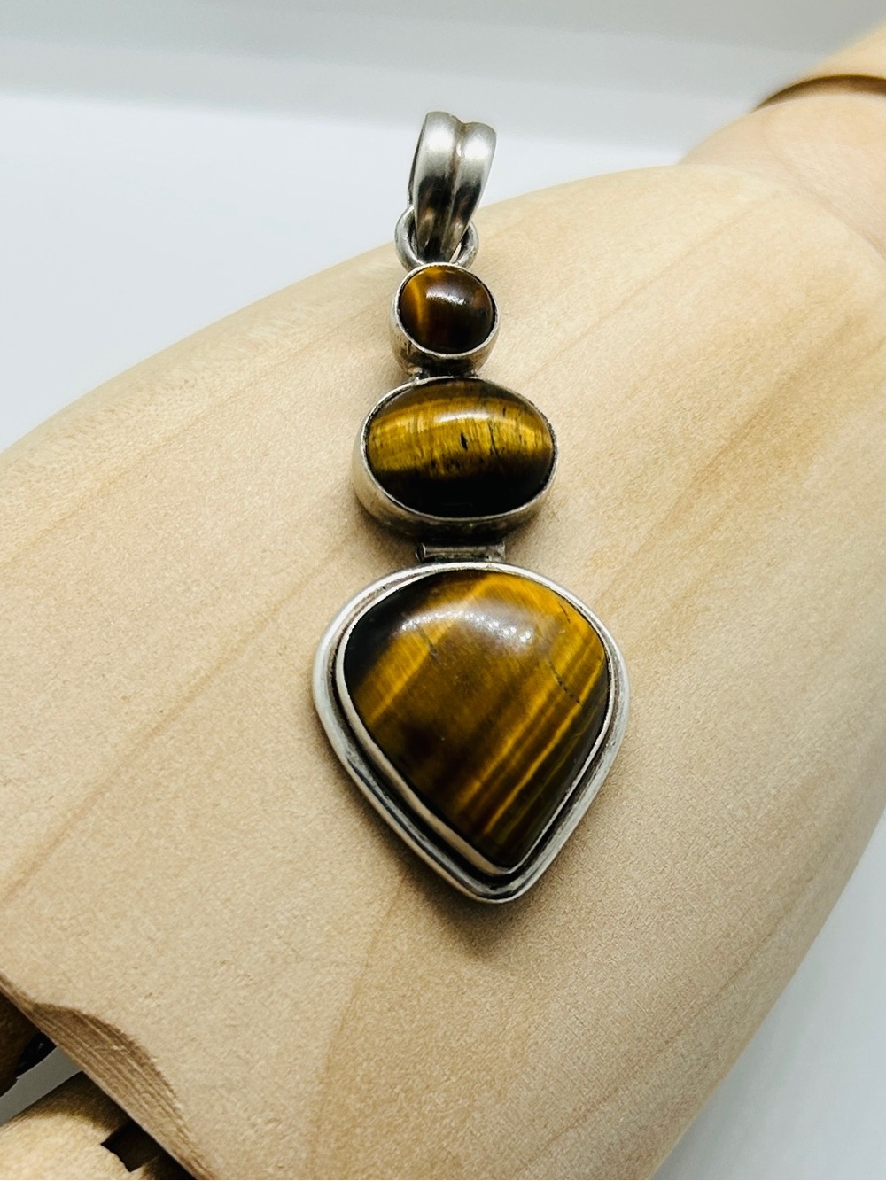 2.5” Sterling Silver Tiger's Eye Pendant